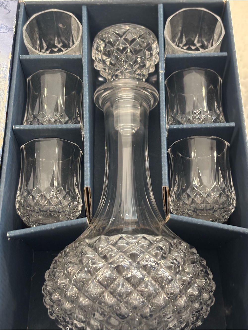 Longchamp Crystal Decanter and Glass Set - Clear